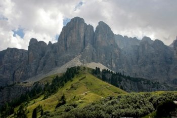 Landscape of Dolomites mountain at Passo Gardena  in Sud Tyrol, Italy
