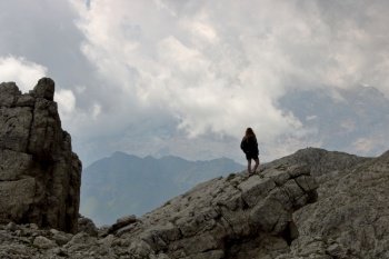 Landscape of Dolomites mountain at Piz Boe  in Sud Tyrol, Alto Adige, Italy