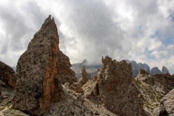 Col Pradat at Colfosco - Alta Badia - Landscape of Dolomites mountain in Sud Tyrol, Italy 