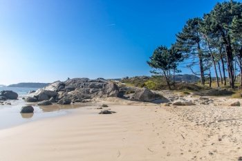 landscape of Nerga beach in Cangas, Galicia, Spain