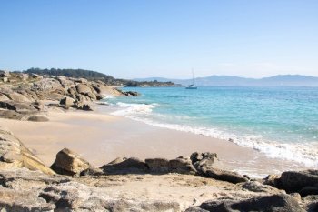 landscape of Nerga beach in Cangas, Galicia, Spain,