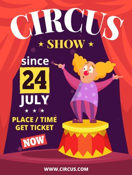 Circus placard. poster invitation to circus entertainment show clown characters and place for text. Illustration of entertainment circus poster invitation. Circus placard. poster invitation to circus entertainment show clown characters and place for text
