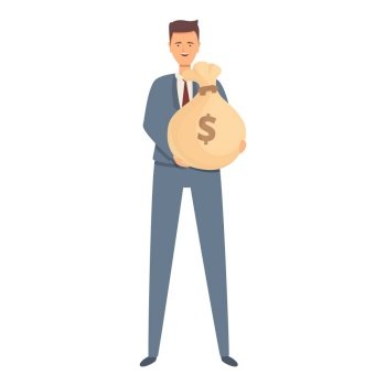 Money bag manager icon cartoon vector. Commercial director. Data finance. Money bag manager icon cartoon vector. Commercial director