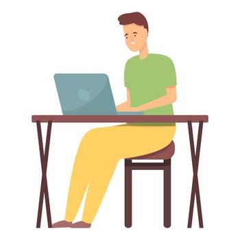 Laptop desktop work icon cartoon vector. Online education. Virtual internet. Laptop desktop work icon cartoon vector. Online education