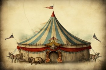 Old circus tent. Old party show. Generate Ai. Old circus tent. Generate Ai