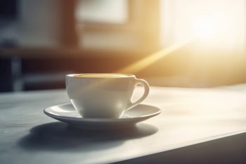 Hot morning fresh coffee cup. Cafe brake. Generate Ai. Hot morning fresh coffee cup. Generate Ai