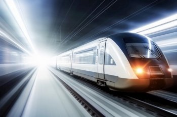 Super modern speed city train. Metro motion. Generate Ai. Super modern speed city train. Generate Ai