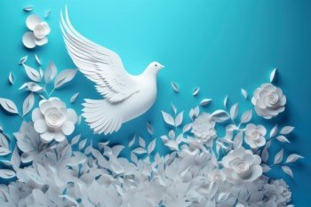 Paper cut pigeon peace. Peace shape. Generate Ai. Paper cut pigeon peace. Generate Ai