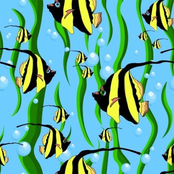 Design for children. Striped fish pattern.Vector seamless pattern marine theme.. Design for children. Striped fish pattern.Vector seamless pattern marine theme