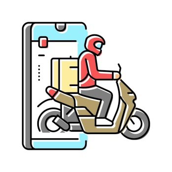 mobile app courier color icon vector. mobile app courier sign. isolated symbol illustration. mobile app courier color icon vector illustration