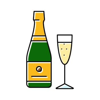 champagne drink bottle color icon vector. champagne drink bottle sign. isolated symbol illustration. champagne drink bottle color icon vector illustration
