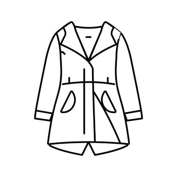 evening coat outerwear female line icon vector. evening coat outerwear female sign. isolated contour symbol black illustration. evening coat outerwear female line icon vector illustration