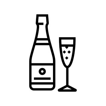 champagne drink bottle line icon vector. champagne drink bottle sign. isolated contour symbol black illustration. champagne drink bottle line icon vector illustration