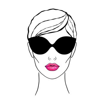 Young woman in sunglasses on white background.