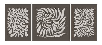 Floral motifs and adornment, isolated twigs and branches decoration. Monochrome minimalist flora and botany. Nature and natural leaves and foliage, leafage plants. Vector in flat style illustration. Botany and leaves prints, floral pattern motif