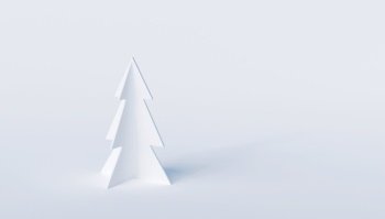 Isolated minimal christmas tree on a white background. 3d render
