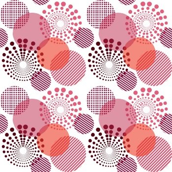 Seamless viva magenta circle seamless pattern, color pantone of 2023 year. Seamless viva magenta pattern, color of 2023 year