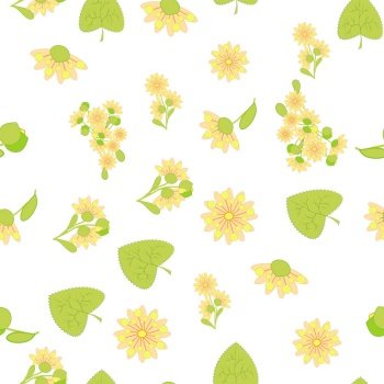 Floral seamless pattern with linden flowers. Hand drawn eco design for fabric and wrapping paper.. Floral seamless pattern with linden flowers. Hand drawn eco design for fabric and wrapping paper