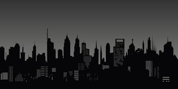 Black city metropolis silhouette, vector illustration