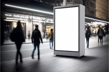 Digital Media Blank billboard , signboard for product advertisement 
design , advertising light box billboard, Generative Ai