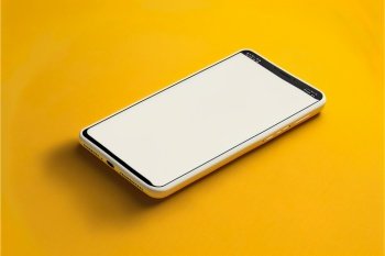 Smartmobile or Smartphone isolated on yellow background , Generative Ai
