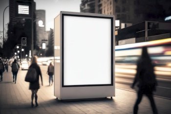 Digital Media Blank billboard , signboard for product advertisement 
design , advertising light box billboard, Generative Ai