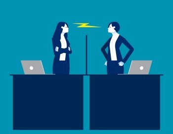Employee have misunderstanding or fight in office. Business environment vector illustration