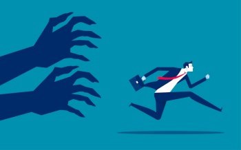 Human irrational inner fears and panic. Business danger vector illustration

