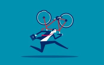 Carrying bicycle and run. ?Business with broken bike