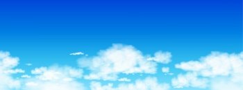 Seamless Blue Sky with altostratus clouds background,Vector cartoon wide horizon pattern of Nature Sky with cirrus clouds,Concept all seasonal banner in sunny day spring and summer in the morning