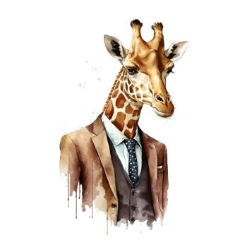 Giraffe suit fashion illustration for clothes design. Cute character design. Happy beautiful background.