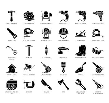 Set of Construction Tool 1 thin line icons for any web and app project.