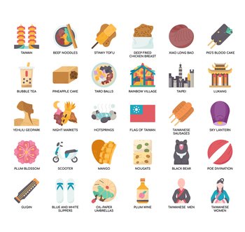 Set of Taiwan thin line icons for any web and app project.