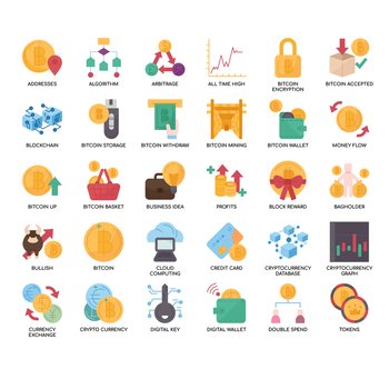 Set of Cryptocurrency thin line icons for any web and app project.