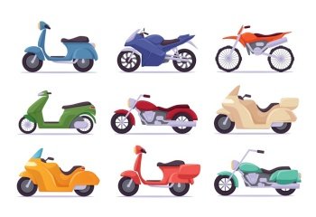Motorcycle and scooter isolated vector illustration