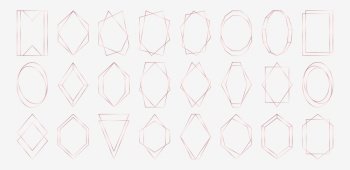 Rose gold polygonal frames collection isolated on light grey background. Vector illustration in art deco style - perfect decision for wedding invitations, birthday cards, luxury posters etc.. Rose gold polygonal frames collection isolated on light grey background.