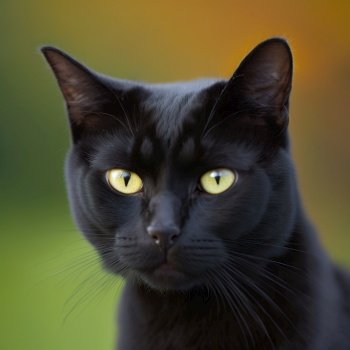 Ravishing hyper realistic portrait of happy bombay cat in natural outdoor lush with flower in background as concept of modern domestic pet by Generative AI.. Realistic bombay cat on ravishing natural outdoor background