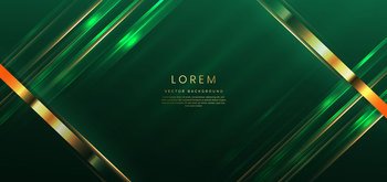 Abstract background luxury green elegant geometric diagonal with gold lighting effect and copy space for text. Template premium award design. Vector illustration