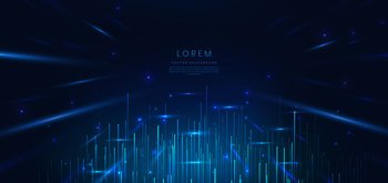 Abstract technology futuristic glowing blue light lines with high-speed effect on dark blue background. Vector illustration