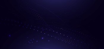 Abstract technology futuristic digital concept wave dot pattern with lighting glowing particles on dark blue background. Vector illustration
