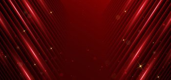 Abstract elegant dark red background with red neon line and lighting effect sparkle. Vector illustration