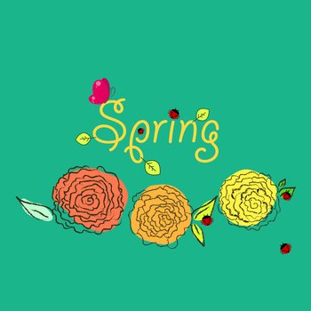Buteful spring background with flowers. Vector illustration. Buteful spring background