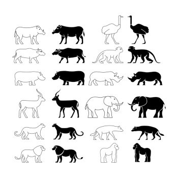 Jungle Animal Icon Set Vector Design Template.