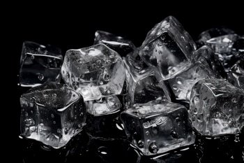 Ice cubes on a black background.