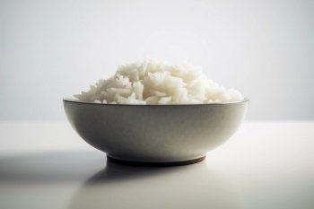Bowl of rice on a white background