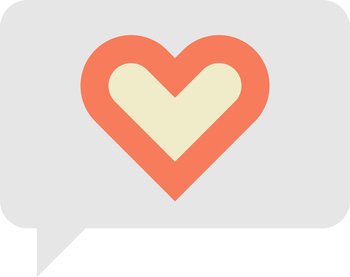 heart on text box illustration in minimal style isolated on background