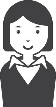 female office worker illustration in minimal style isolated on background