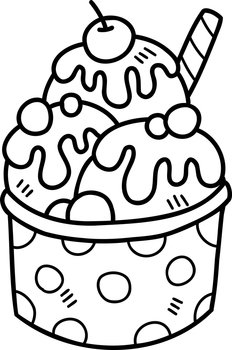 Hand Drawn Strawberry flavored ice cream with cups illustration isolated on background