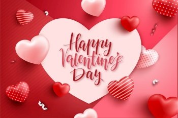 Valentine's day background concept. Valentine's day banner with hearts and decoration elements. Illustration stock