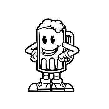 Smile A Glass Beer Mascot Silhouette vector illustrations for your work logo, merchandise t-shirt, stickers and label designs, poster, greeting cards advertising business company or brands